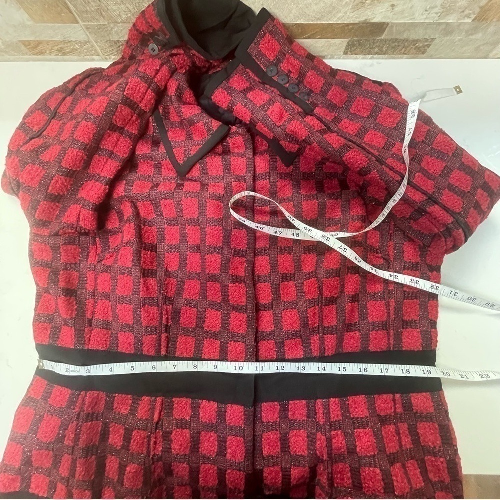 Carlisle Red Black Tweed Plaid Blazer Jacket Career Women's Size 16 - Picture 15 of 16